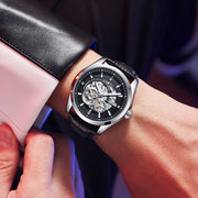 Barrel-shaped Leather Belt Men Waterproof Mechanical Watch