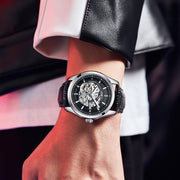 Barrel-shaped Leather Belt Men Waterproof Mechanical Watch