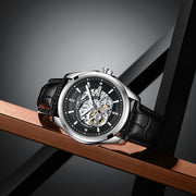 Barrel-shaped Leather Belt Men Waterproof Mechanical Watch