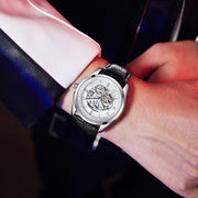 Barrel-shaped Leather Belt Men Waterproof Mechanical Watch