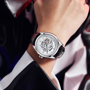 Barrel-shaped Leather Belt Men Waterproof Mechanical Watch
