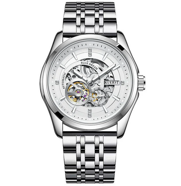 Barrel-shaped Leather Belt Men Waterproof Mechanical Watch