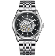 Barrel-shaped Leather Belt Men Waterproof Mechanical Watch