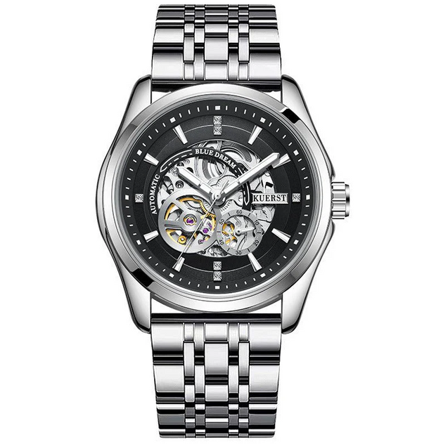 Barrel-shaped Leather Belt Men Waterproof Mechanical Watch