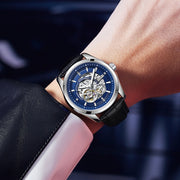 Barrel-shaped Leather Belt Men Waterproof Mechanical Watch