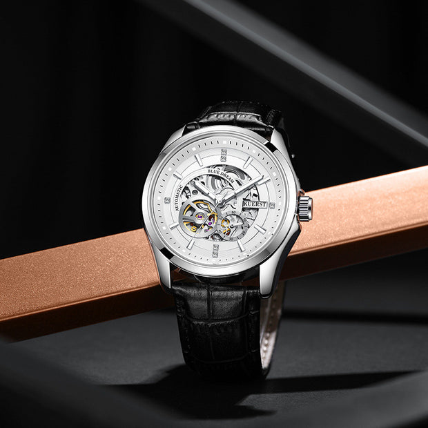 Barrel-shaped Leather Belt Men Waterproof Mechanical Watch