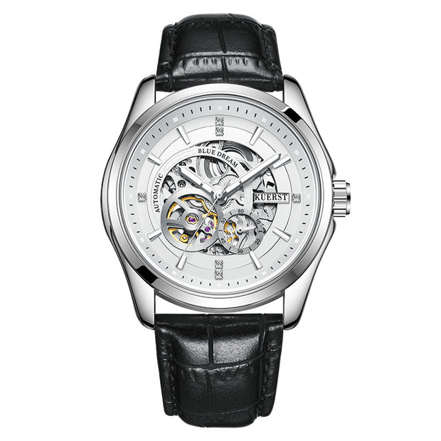 Barrel-shaped Leather Belt Men Waterproof Mechanical Watch