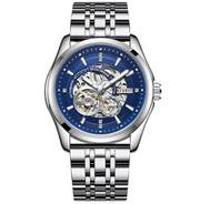 Barrel-shaped Leather Belt Men Waterproof Mechanical Watch